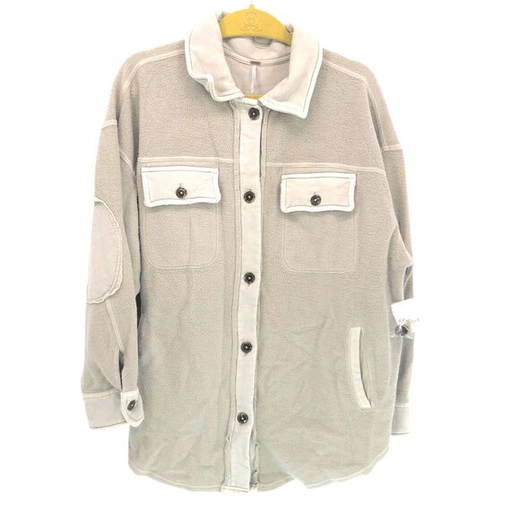 NEW Free People Ruby Jacket Shacket Shirt Jacket Sz S Stone Distressed Ovresized - Picture 3 of 10